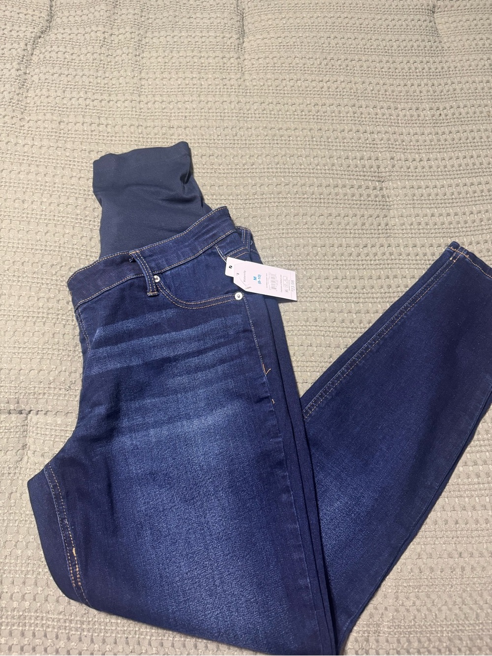 Time and tru Maternity Skinny Jeans with Stretch Waistband - Dark Blue